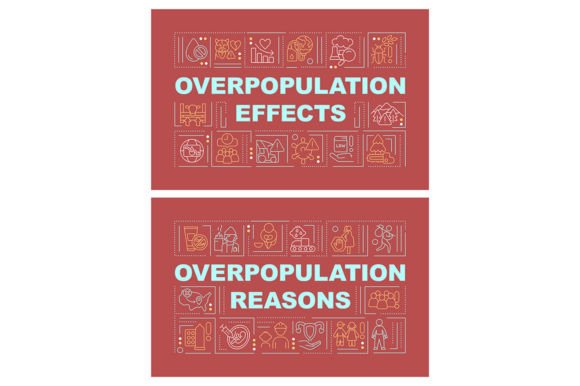 Overpopulation Word Concepts Red Banners